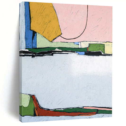 Colorful Geometric Shapes Abstract - A Mix of Pastel and Bold Hues Painting On Canvas CT2373