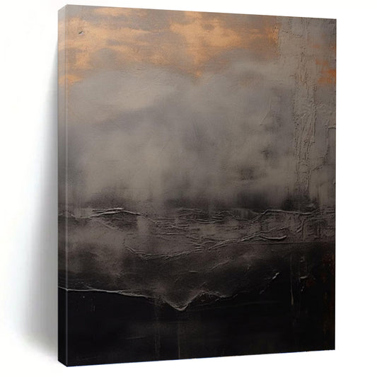“Moody Gray Textured Landscape” - Atmospheric Abstract Painting On Canvas DKH1662