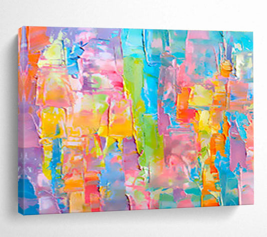 “Colorful Patchwork” Abstract Impasto Painting On Canvas DKH381