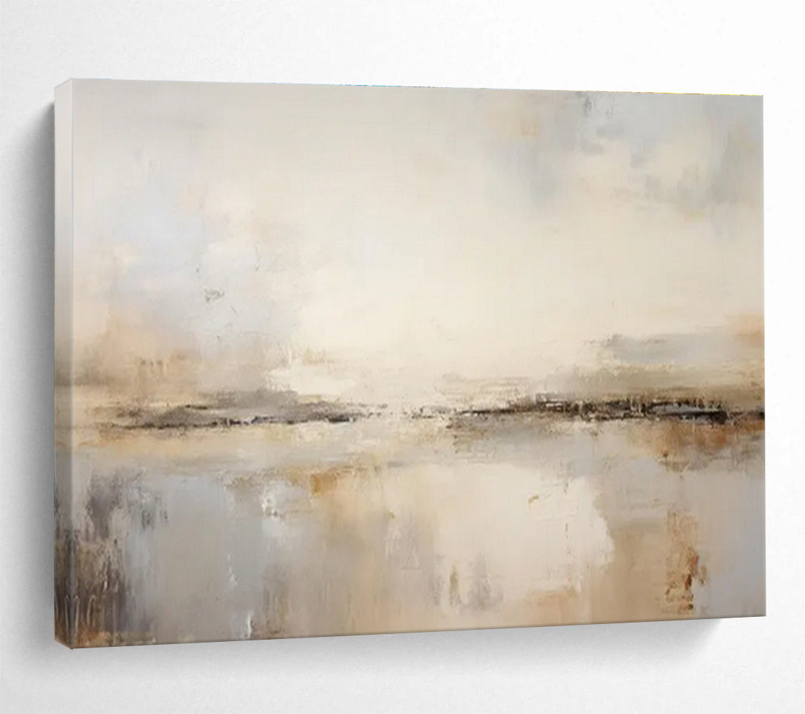 Neutral Abstract Horizon - Abstract Landscape Painting On Canvas DKH623