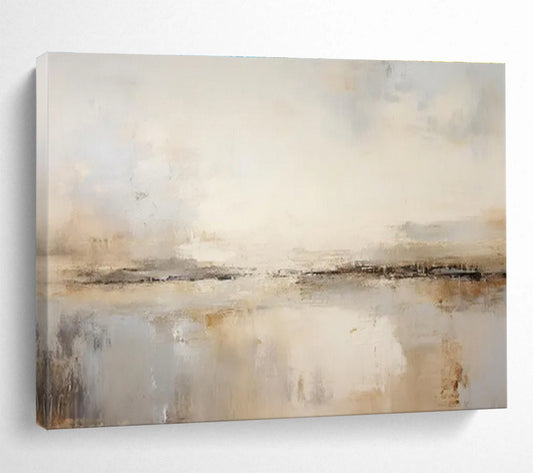 Neutral Abstract Horizon - Abstract Landscape Painting On Canvas DKH623