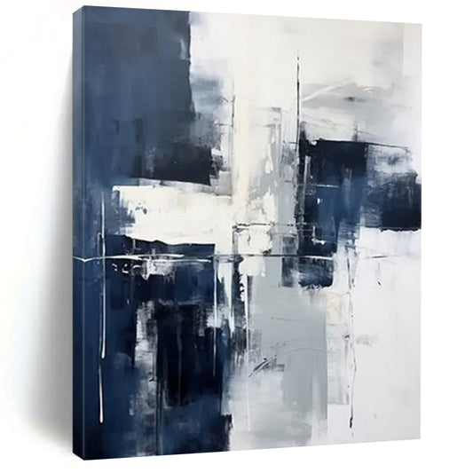 “Blue - Gray Geometric Abstraction” - Minimalist Abstract Painting On Canvas DTP128
