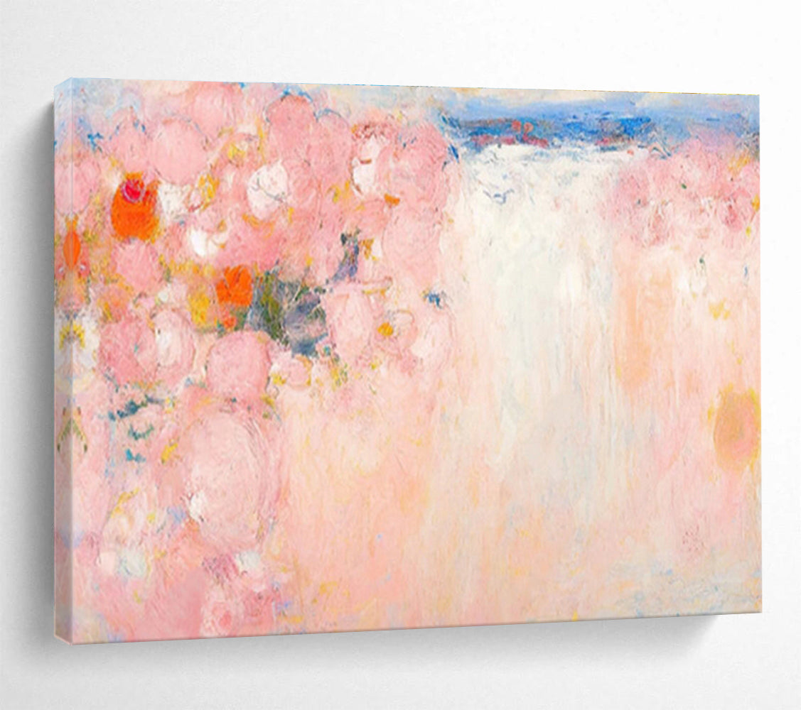“Pink Floral Abstract” Abstract Impasto Painting On Canvas DKH411