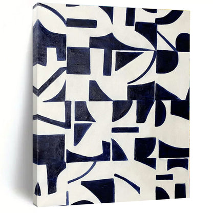 Navy Geometric Patterns - Abstract Geometric Acrylic On Canvas CT1327