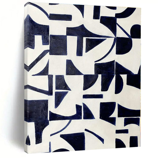 Navy Geometric Patterns - Abstract Geometric Acrylic On Canvas CT1327