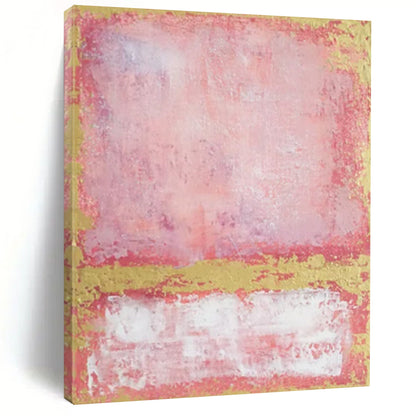 “Pink, Red & Gold Textured Rectangles” - Abstract Painting On Canvas CT2325