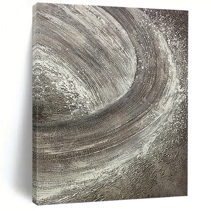 “Silver Swirl” - Gray & White Textured Abstract Circles Painting On Canvas DKH1542