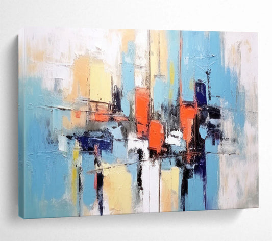 “Abstract City Blocks In Color” Cityscape Painting On Canvas DLZ068