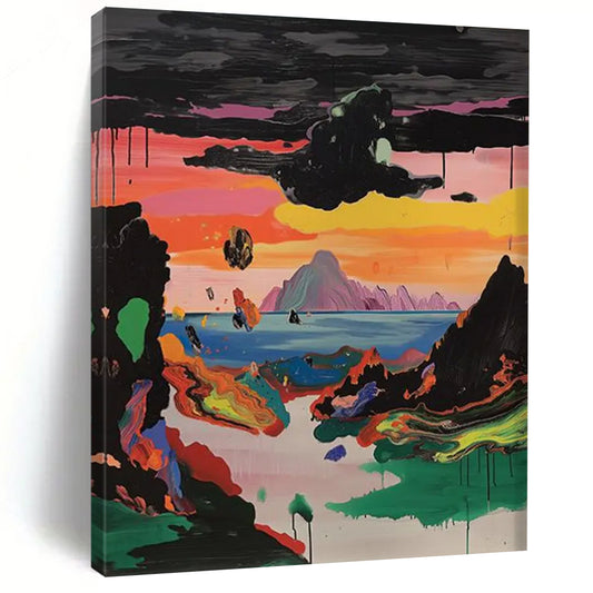 “Surreal Colorful Landscape” - Psychedelic - Inspired Abstract Painting On Canvas DTP107