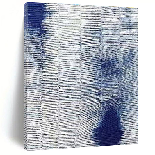 Blue - white Textured Pattern - Minimalist Textured Acrylic Painting CT1359