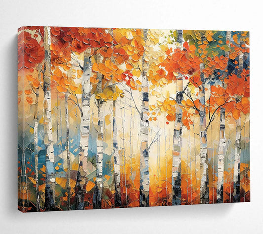 “Autumn Birch Forest” - Impasto Landscape Painting On Canvas DKH835