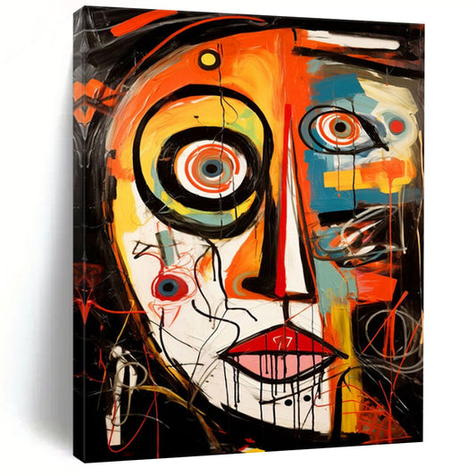 “Abstract Expressionist Face” - Colorful Chaotic Portrait Painting On Canvas CT2211