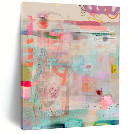 Pastel Colors, Layered Shapes - "Candyland Collage" - Abstract Mixed - media Art CT1815