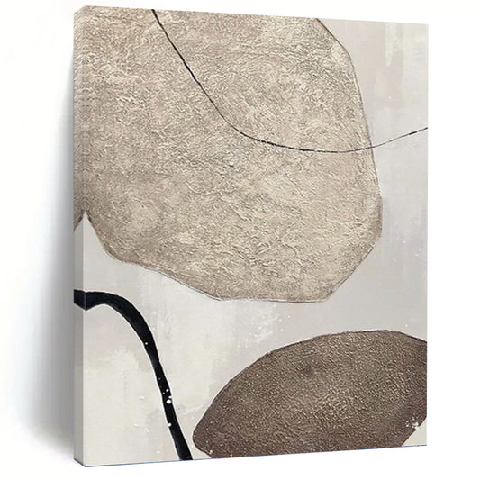 Neutral Shapes with Black Lines Abstract - Abstract Painting On Canvas DKH1321