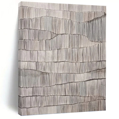 “Gray Textured Ridges” - Gray & White Minimalist Textured Painting On Canvas DKH1031