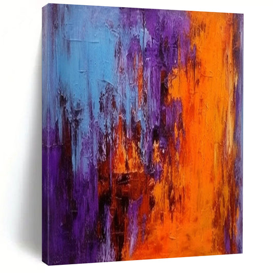 “Purple - Orange - Blue Abstract” - Abstract Expressionist Painting On Canvas DTP075