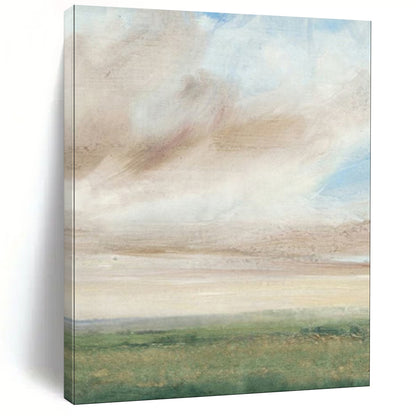 “Softly Blended Sky & Fields” – Watercolor Landscape Painting On Canvas CT2117