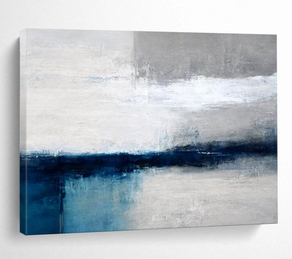 “Gray - White - Blue Minimalist Abstraction” Abstract Painting On Canvas DLZ053