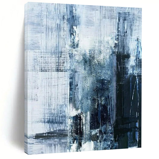 “Blue - Gray Abstract Cityscape” - Abstract Painting On Canvas CT2343
