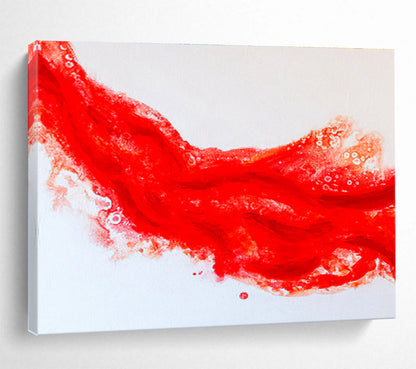 “Vibrant Red Abstract Flow” Abstract Watercolor Painting On Canvas DKH568
