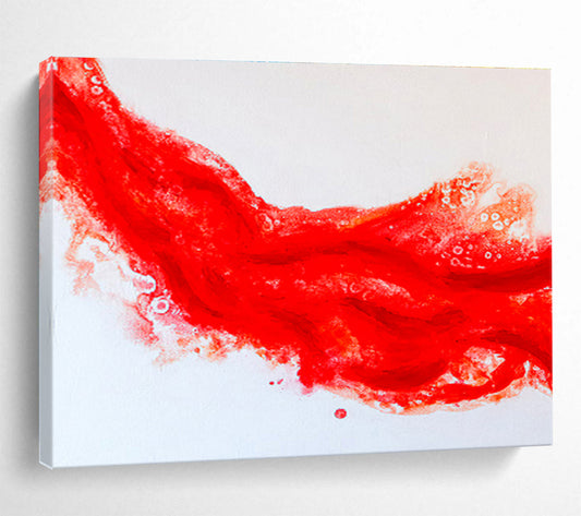 “Vibrant Red Abstract Flow” Abstract Watercolor Painting On Canvas DKH568