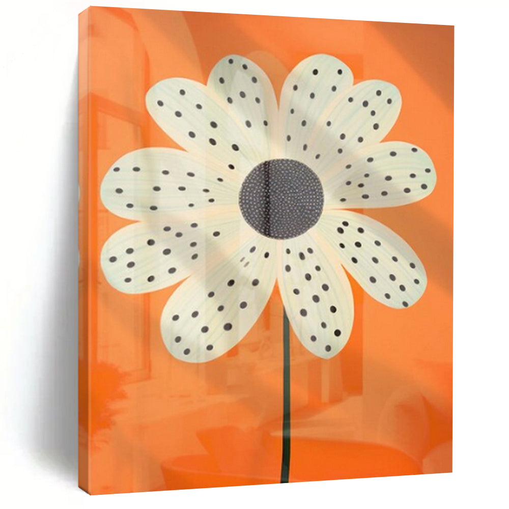 “Polka - Dot Flower on Orange” – Pop Art - Inspired Painting CT1041