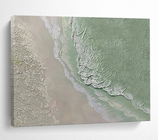 Green and Gray Textured Landscape - Abstract Landscape Painting On Canvas DLZ248