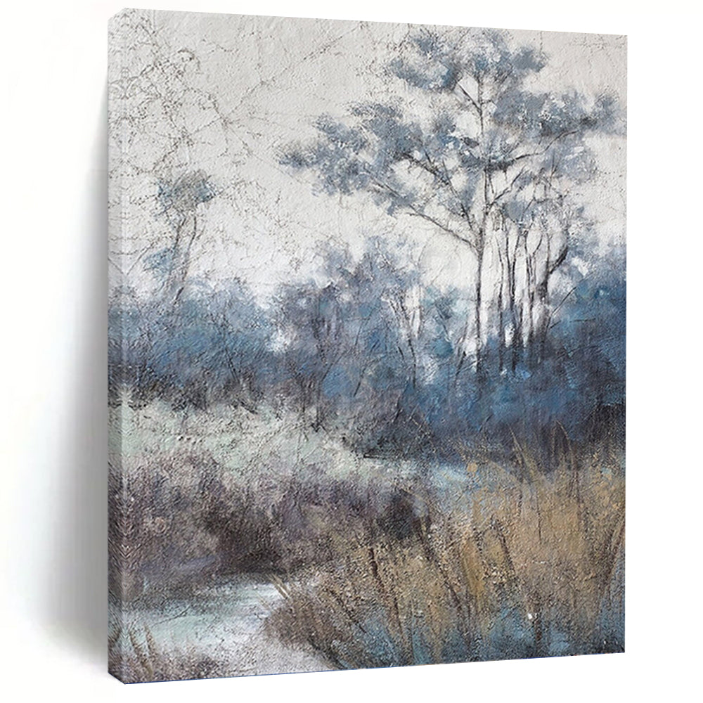 Muted Tonal Forest Scene - Landscape Painting On Canvas DKH1458