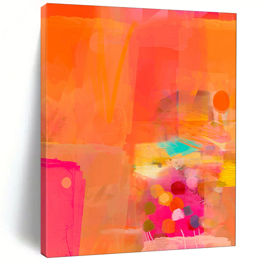 “Orange and Pink Abstract Collage” - Modern Abstract Painting CT2002