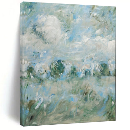 “Blue - Green Abstract Field” - Impressionistic Abstract Landscape Painting CT1982