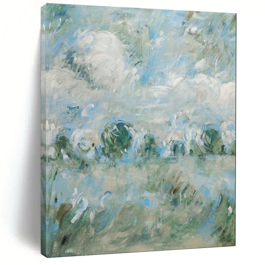 “Blue - Green Abstract Field” - Impressionistic Abstract Landscape Painting CT1982