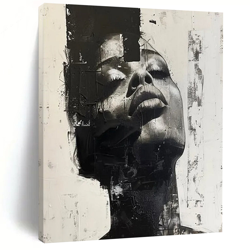 “Monochrome Abstract Portrait” - Abstract Portrait Painting On Canvas DTP139