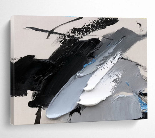 Bold Black and Gray Abstract Painting On Canvas DKH310