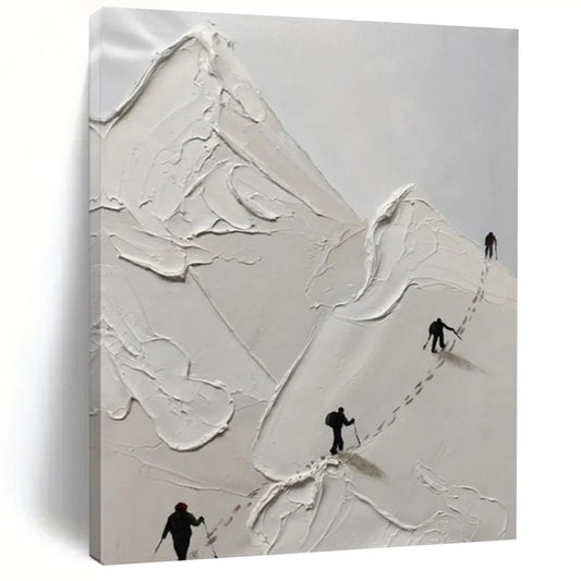 “White, Black Impasto Mountain ‘Climbing Journey’” - Textured Landscape Painting On Canvas DTP317