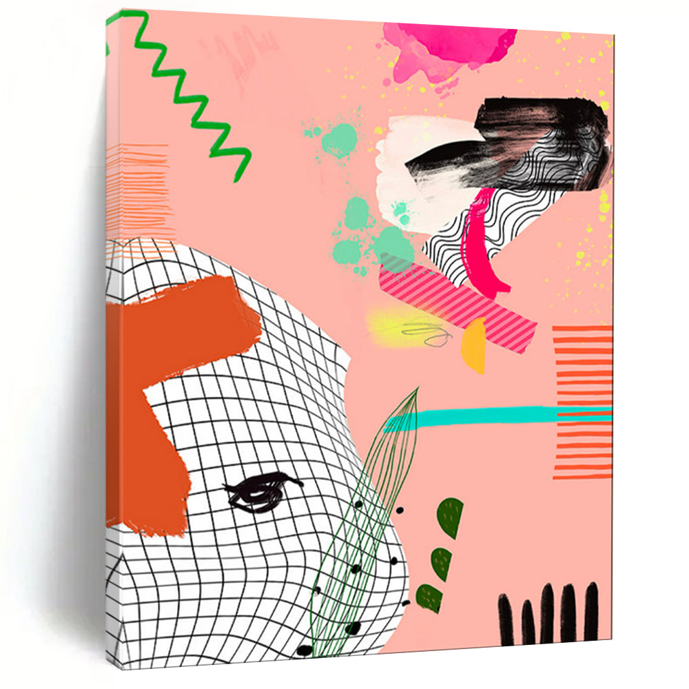 “Playful Pink Abstract Collage” - Whimsical Abstract Art CT2006