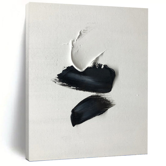 “Black - White Palette Strokes” - Minimalist Textured Painting On Canvas DKH1666
