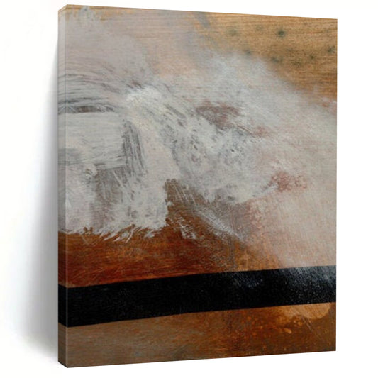 “White Paint on Wood with Black Line” - Experimental Mixed - Media On Wood DTP185