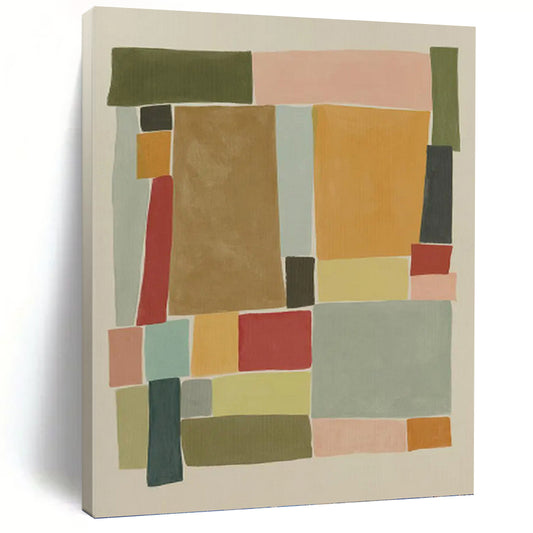 “Pastel Geometric Collage” - Pink, Green & Blue Minimalist Painting On Canvas DKH0964