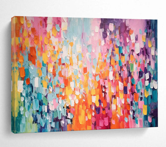 “Vibrant Color Block Party” Abstract Color Field Painting On Canvas DLZ158