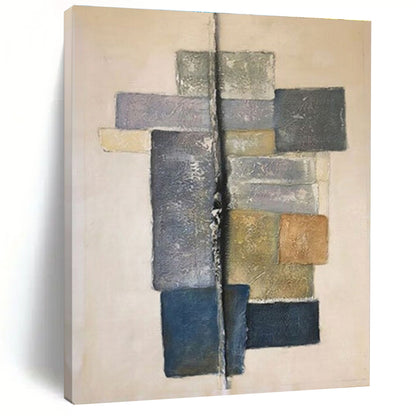 Subtle Color - Blocked Columns, “Quiet Stacks” - Minimalist Abstract Mixed - Media Painting CT0728