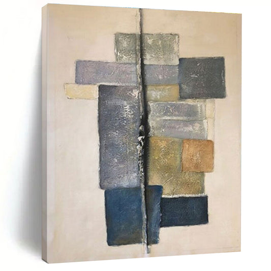 Subtle Color - Blocked Columns, “Quiet Stacks” - Minimalist Abstract Mixed - Media Painting CT0728