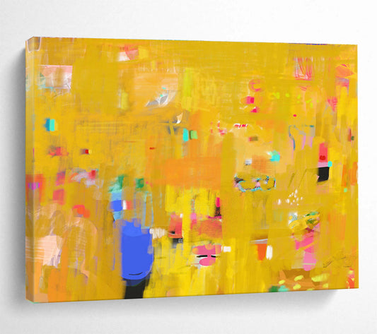 Bold Yellow Abstract Energy - Vivid Hues and Dynamic Marks Painting On Canvas DKH038