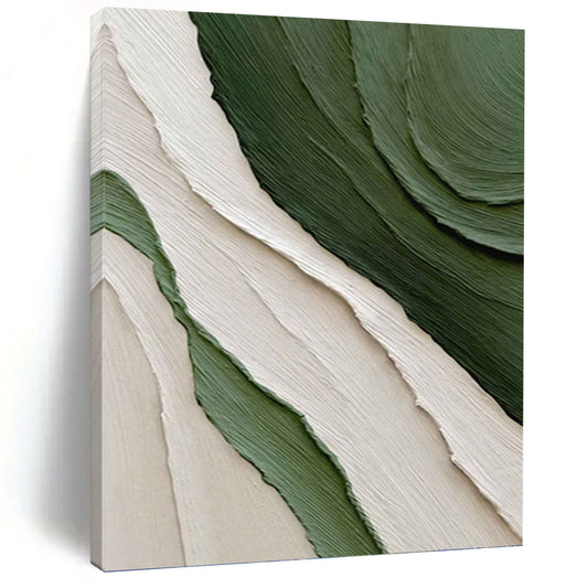 Textured Green and White Abstract Forms - Abstract Painting On Canvas DKH1481