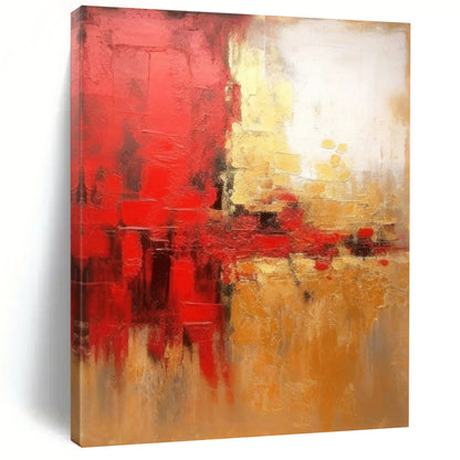 “Red - Gold Abstract Clash” - Abstract Expressionist Painting On Canvas DTP069