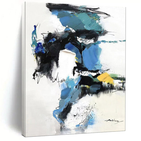 “Vibrant Blue Abstract Chaos” – Expressive Abstract Acrylic CT2085