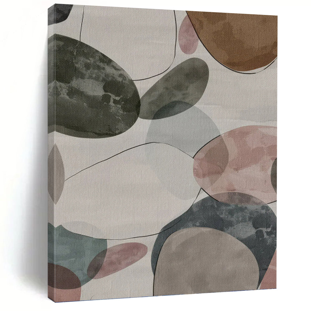 “Pastel Pebble Dream” - Colorful Oval Shapes Painting On Canvas DKH1157