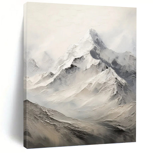 Snow - Capped Peaks in Mist - Abstract Landscape Painting On Canvas DKH1256