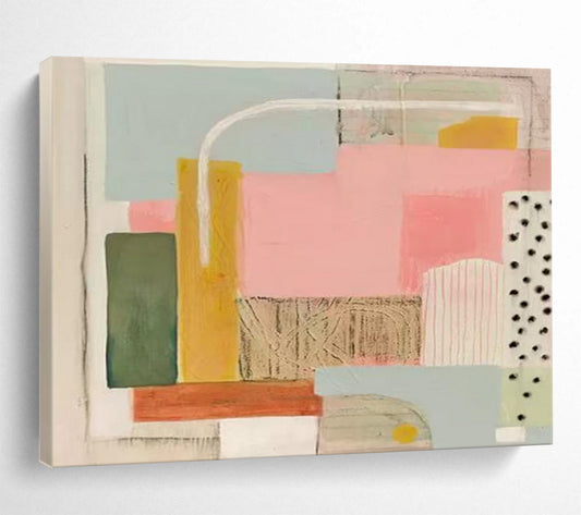 Pastel Geometric Shapes - Minimalist Abstract Painting On Canvas DLZ204