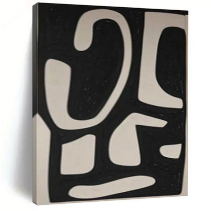 “Dynamic Black - White Forms” – Abstract Geometric Painting CT1076