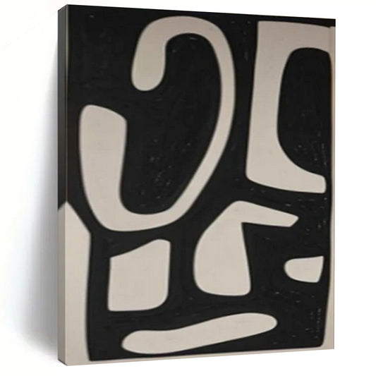 “Dynamic Black - White Forms” – Abstract Geometric Painting CT1076